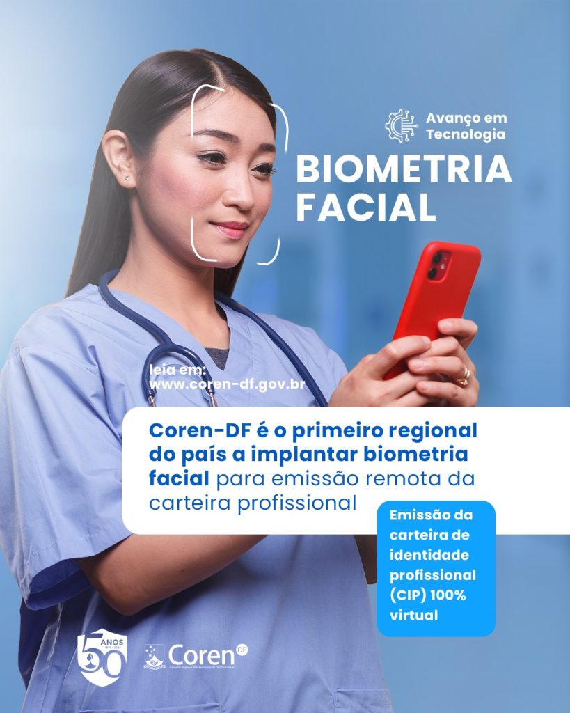 Coren-DF é o primeiro regional do país a implantar biometria facial para emissão remota da carteira profissional